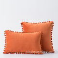 Custom velvet fabric solid tassel pillow cover